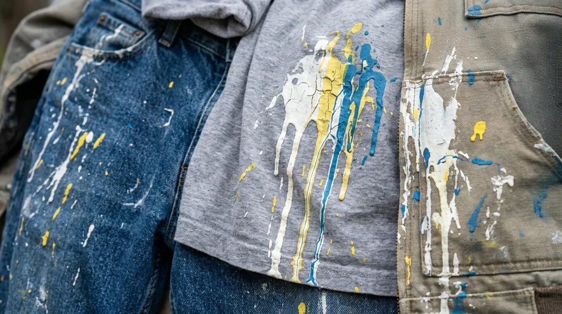 Paint-splattered work clothes