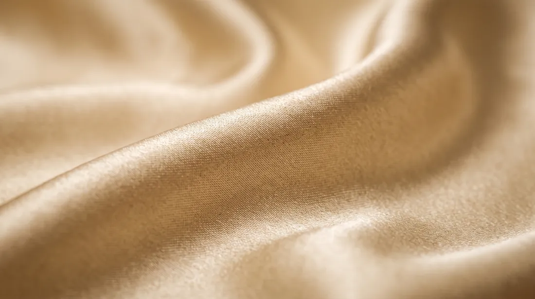 Folds of champagne-coloured silk satin